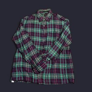 Classic Plaid Men's Shirt in Green and Purple